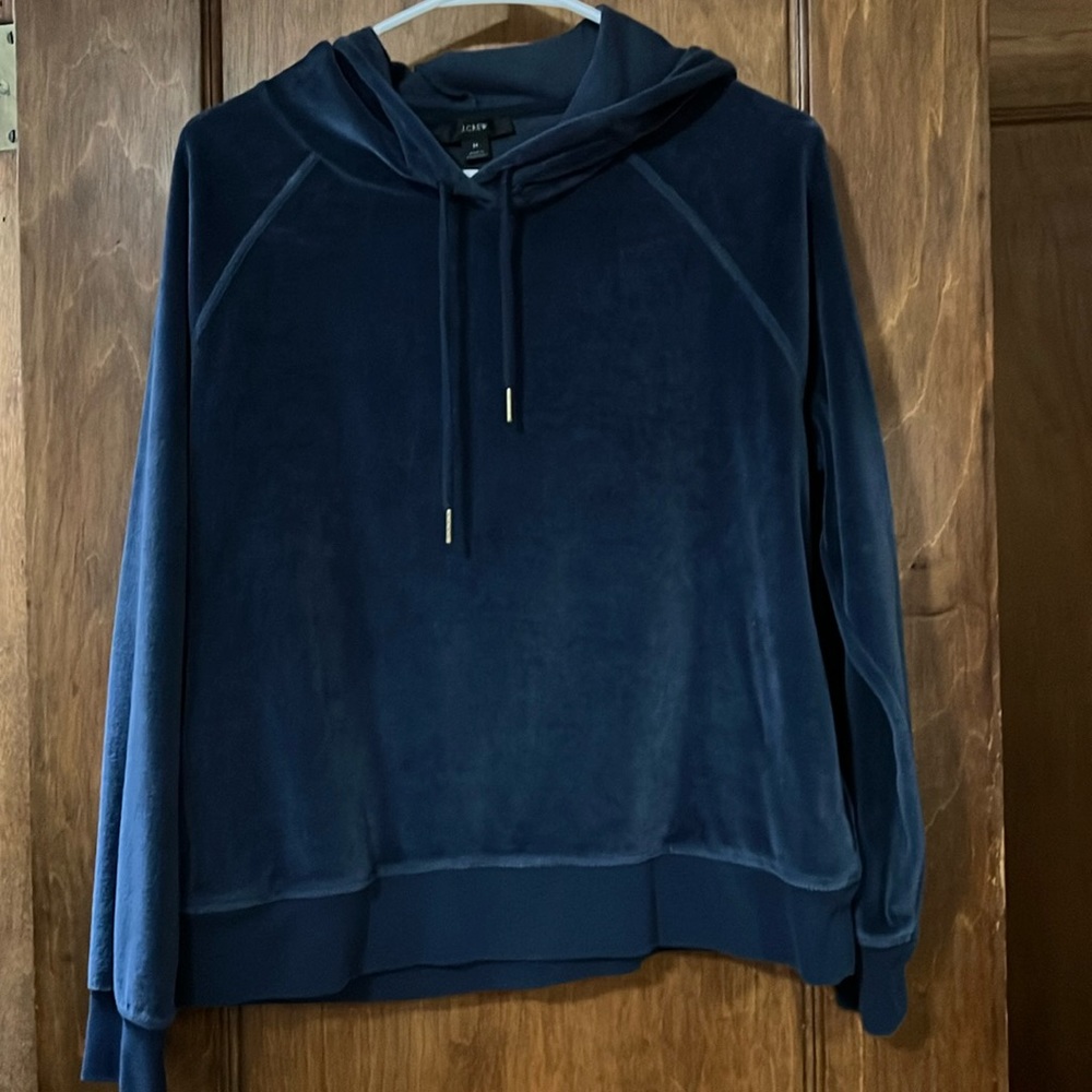 J. Crew Navy Velour Hoodie Size M